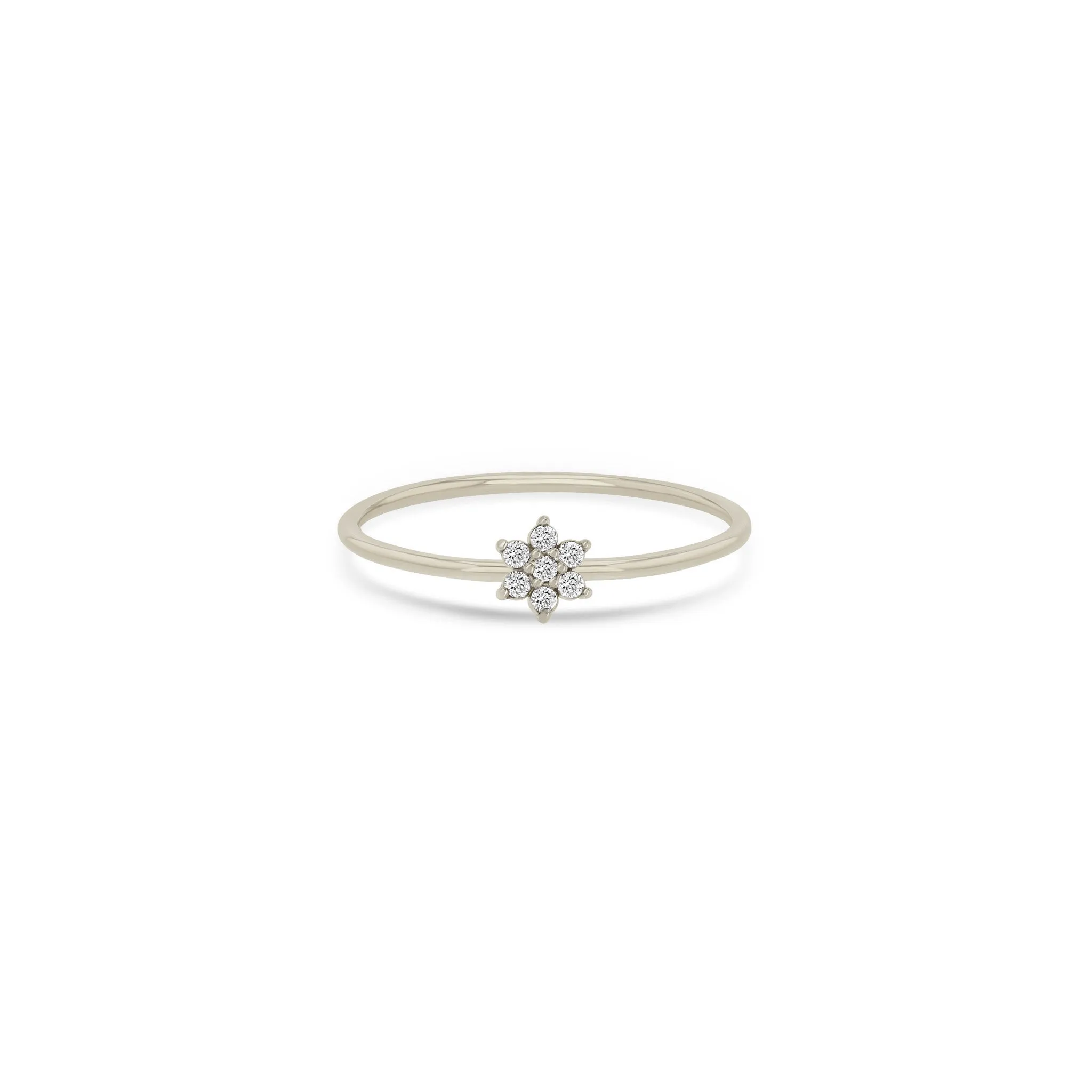 14k Prong Diamond Flower Ring