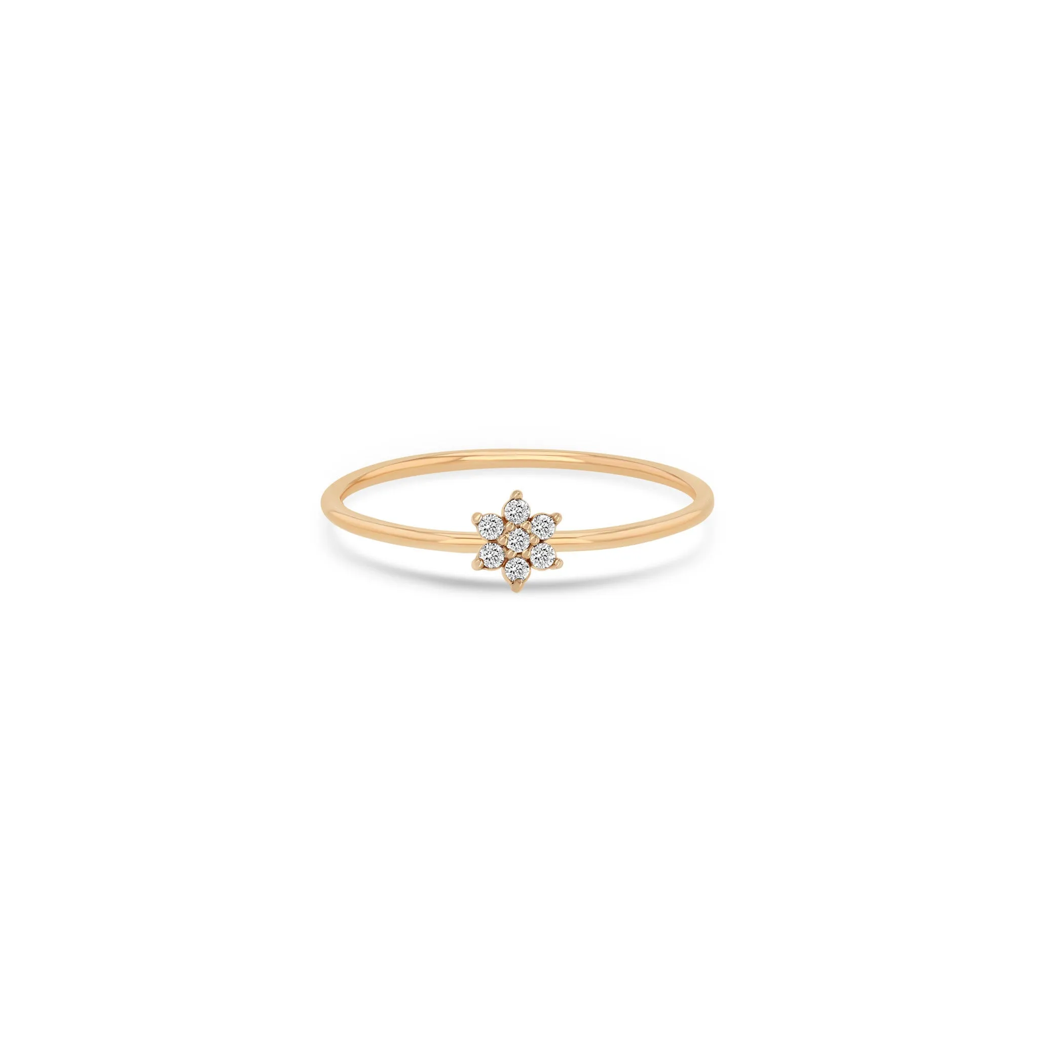 14k Prong Diamond Flower Ring