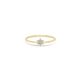 14k Prong Diamond Flower Ring