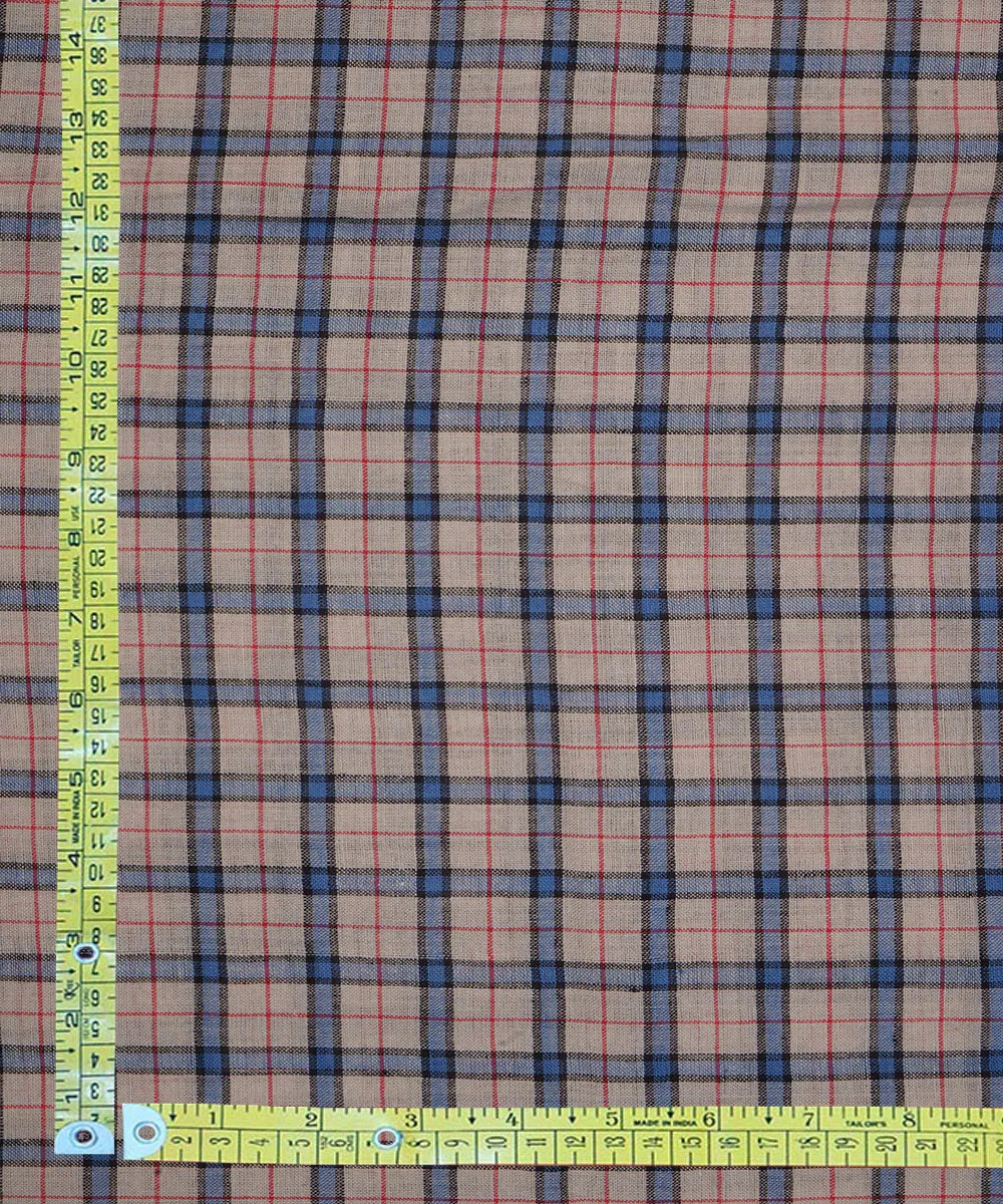 1.5m Light grey blue checks handspun handwoven bengal cotton fabric