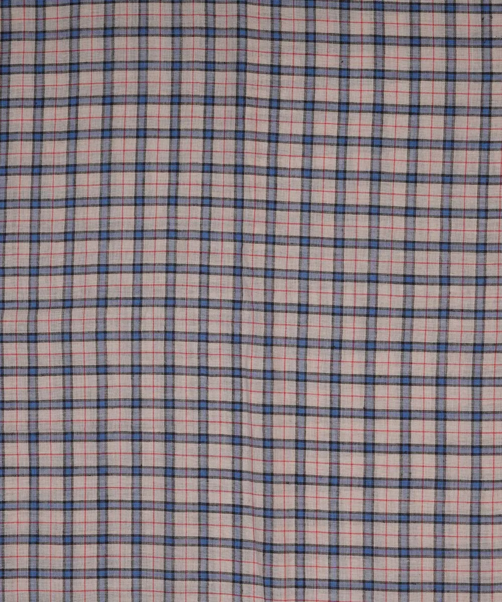 1.5m Light grey blue checks handspun handwoven bengal cotton fabric