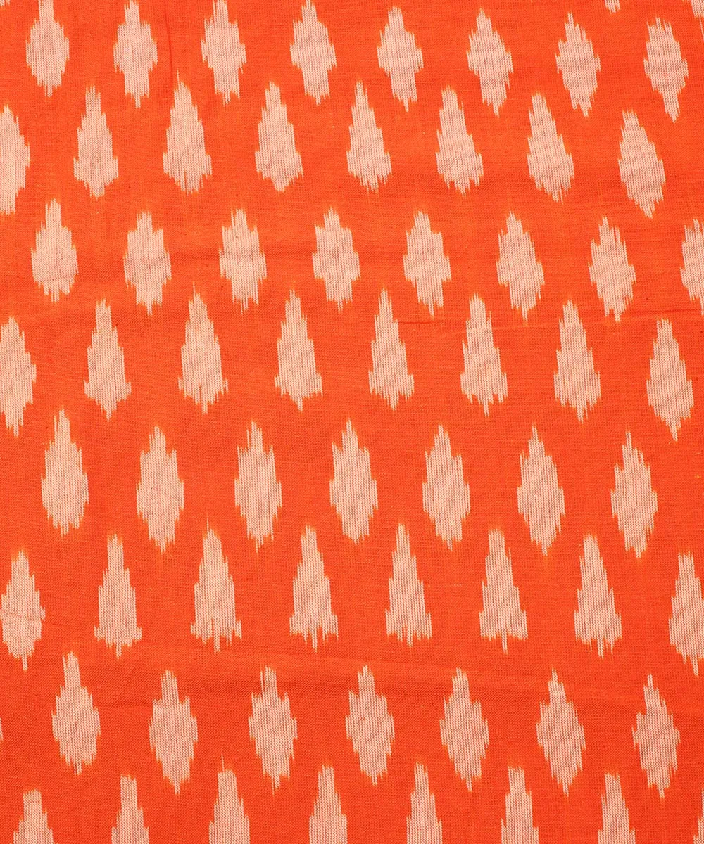 2.5 m Orange grey cotton handloom pochampally ikat fabric