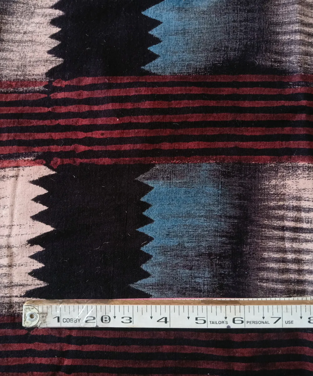 2.5m black blue red cotton handspun handwoven ajrakh kurta material