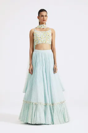 30Z377A-RO Powder Blue Embellished Georgette Lehenga with Dupatta