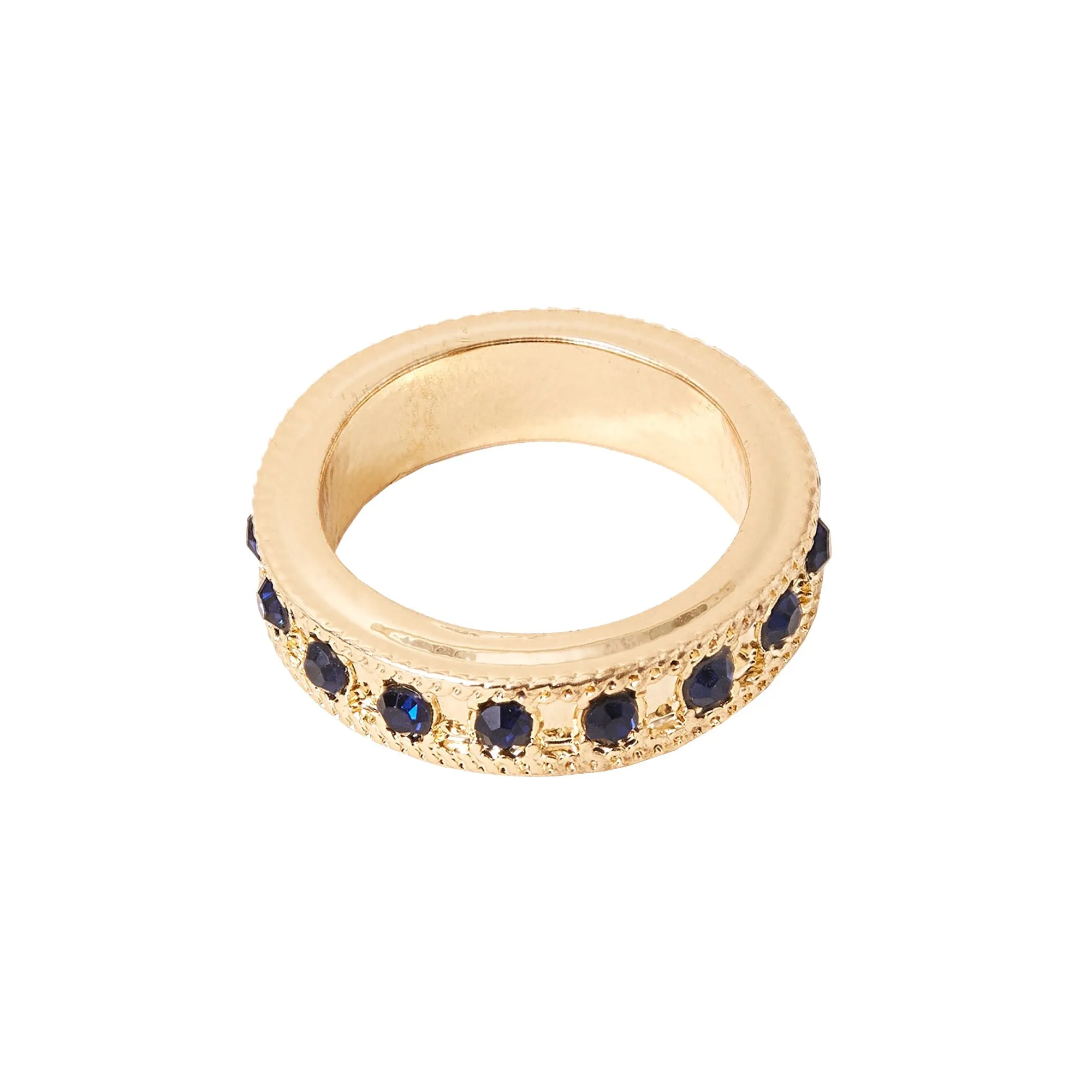 Accessorize London Women's Blue Bevelled Edge Gem Ring-Medium