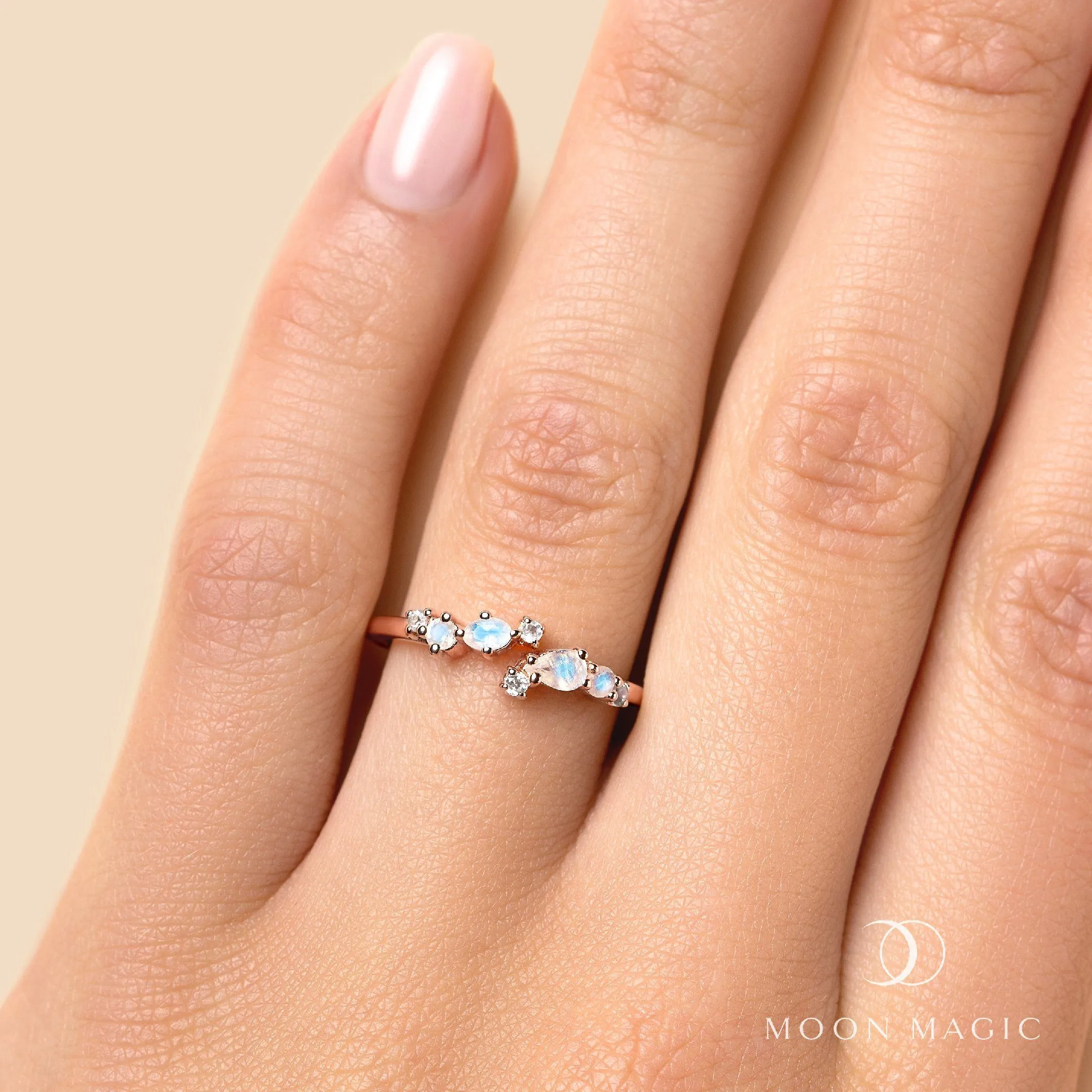 Adjustable Moonstone Ring Flourish - June Birthstone