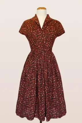 Amilie Mahogany & Bottle Green Floral Dress