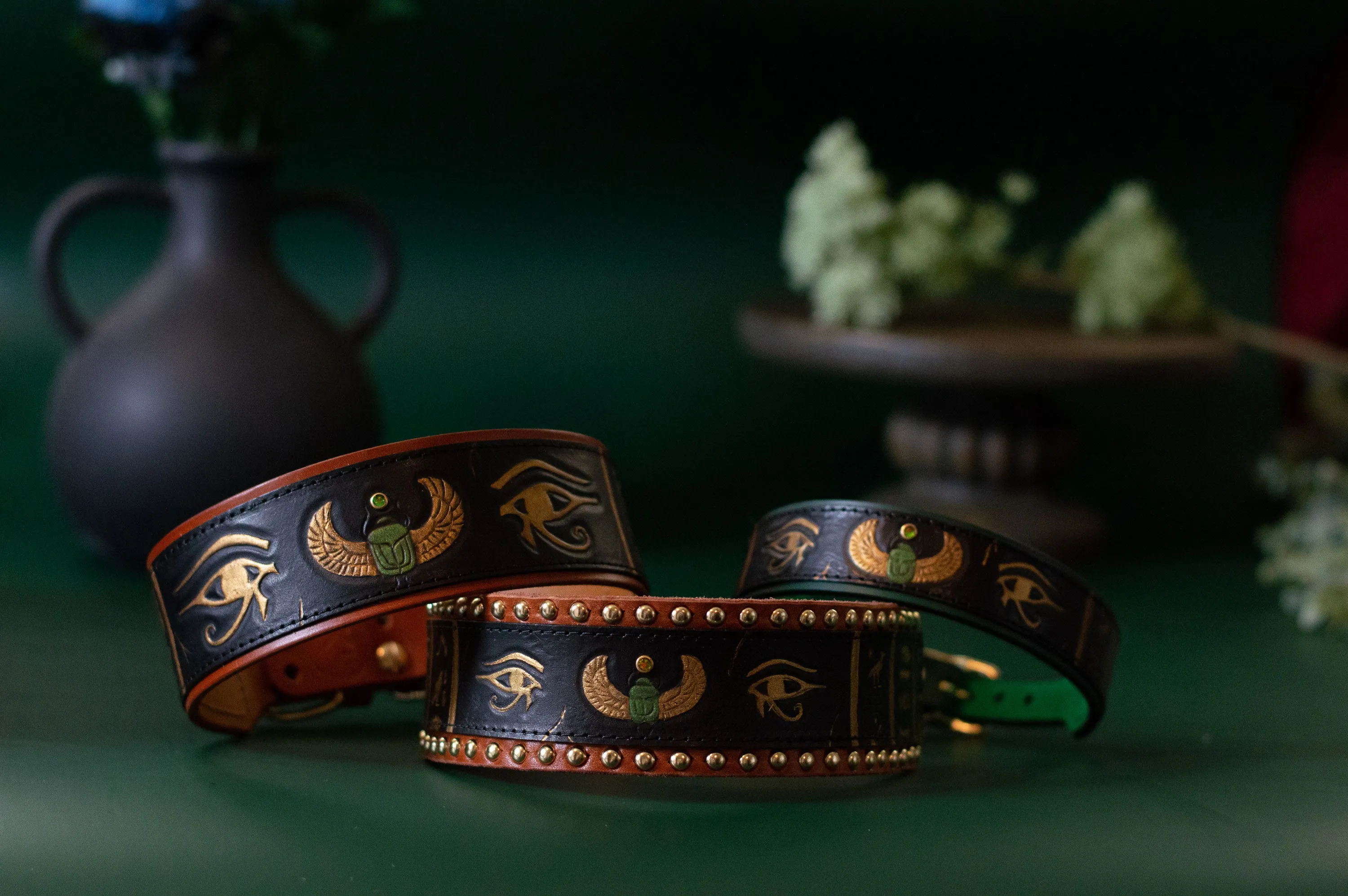 Ancient Egyptian Eye of Ra and Horus Dog Collar