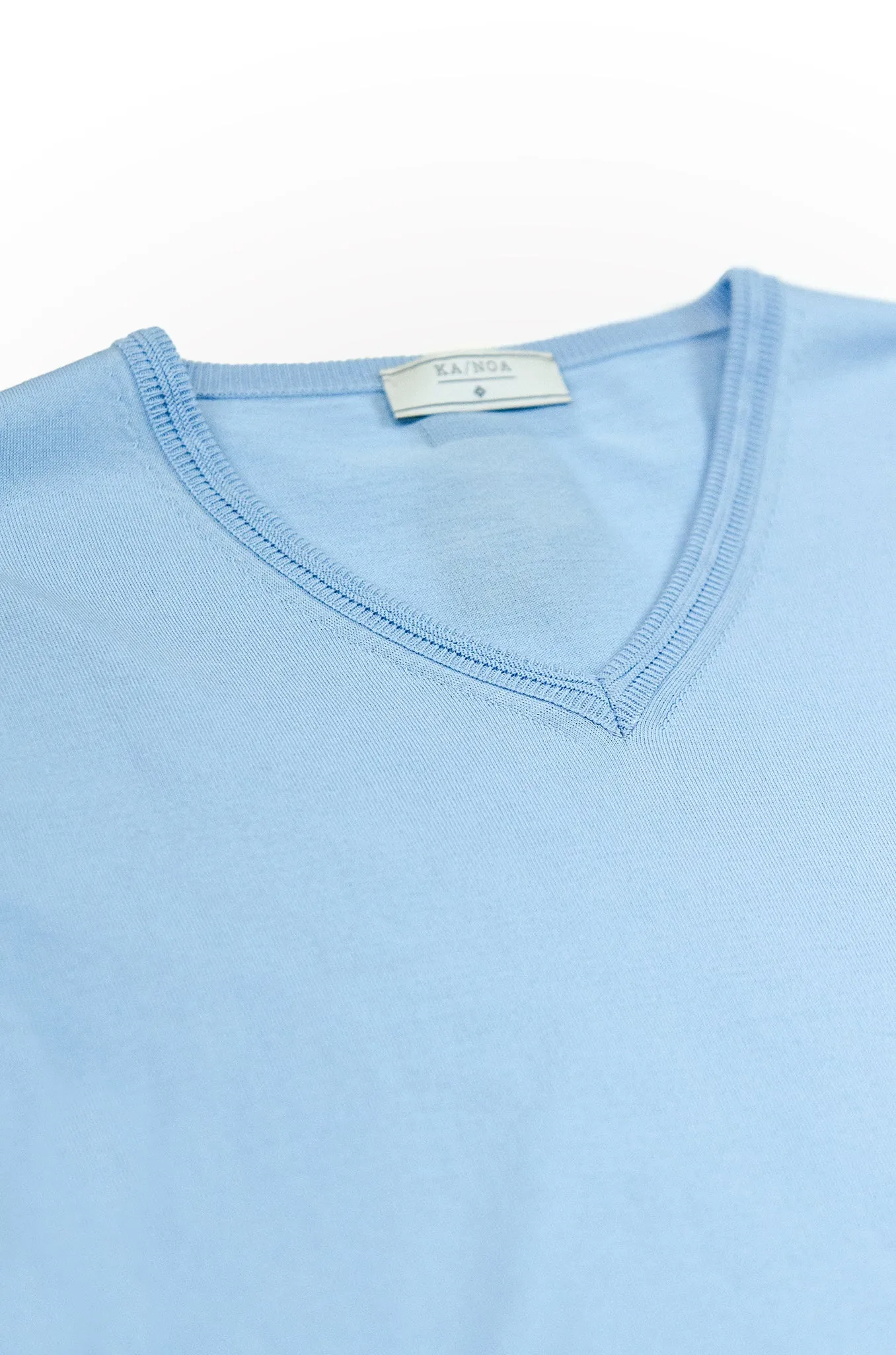 Andre V-neck jumper compact cotton (ice blue)