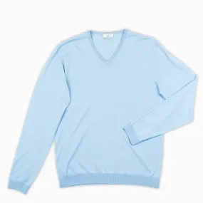 Andre V-neck jumper compact cotton (ice blue)