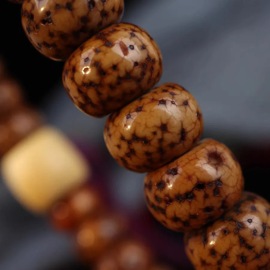 Antique Tibetan Star Moon Bodhi Seed Wrist Mala