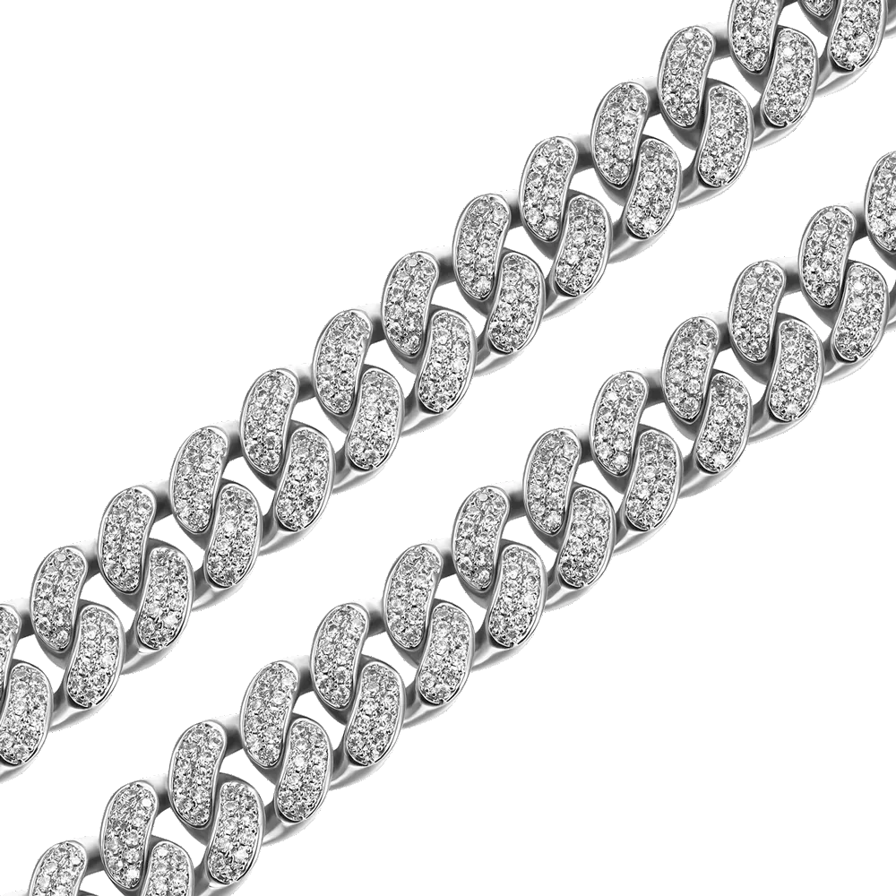 APORRO X COOGI 12mm White Gold “BASIC” Cuban Chain