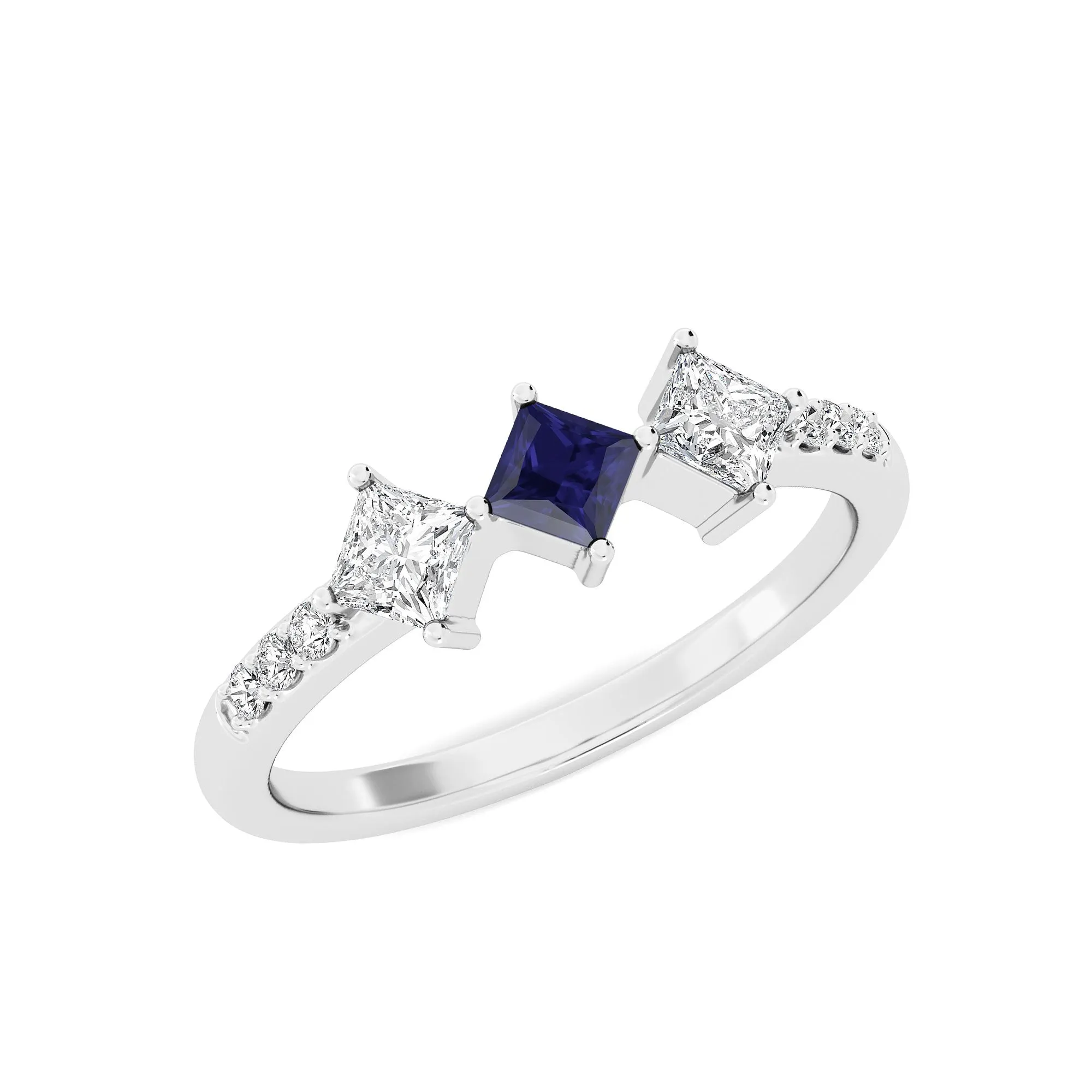 AUTRE -  14k White Gold 0.50ct Lab Grown Diamond and Sapphire Ring