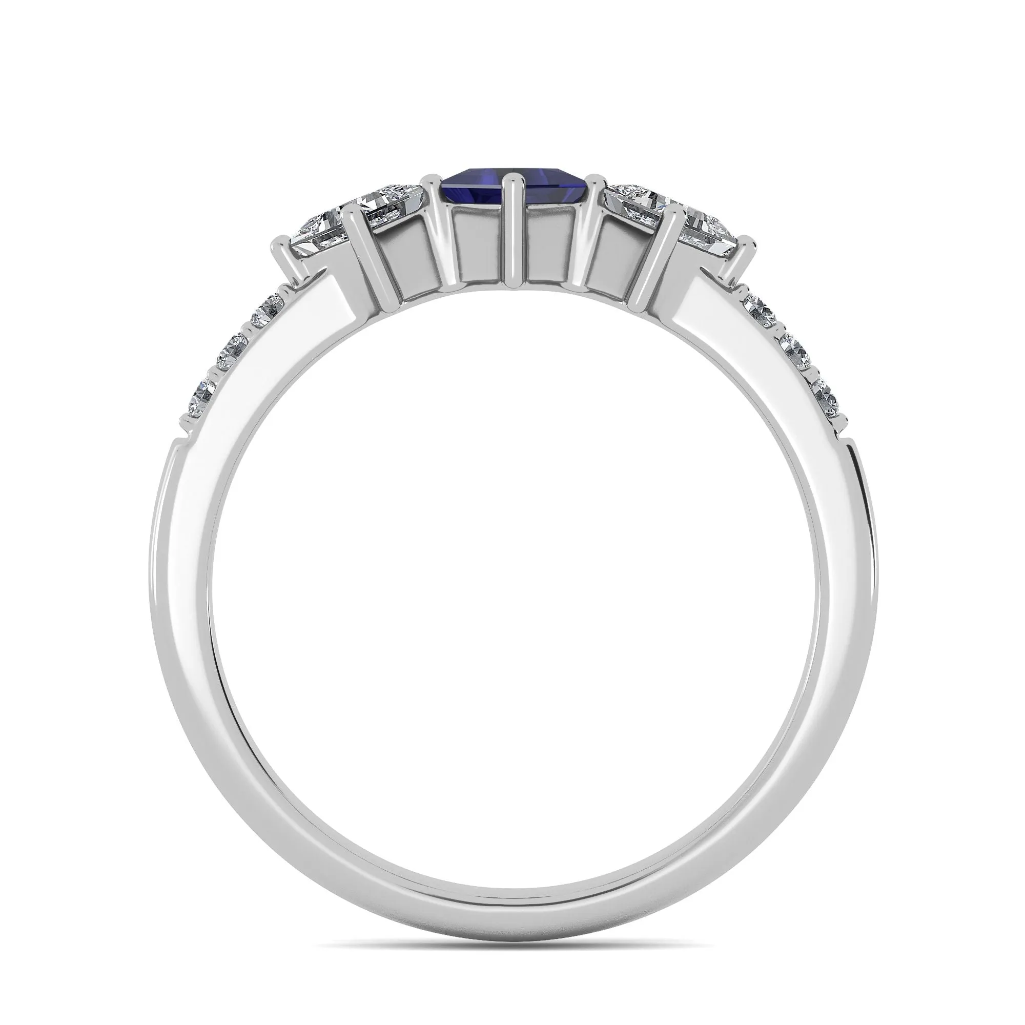 AUTRE -  14k White Gold 0.50ct Lab Grown Diamond and Sapphire Ring