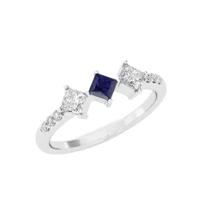 AUTRE -  14k White Gold 0.50ct Lab Grown Diamond and Sapphire Ring