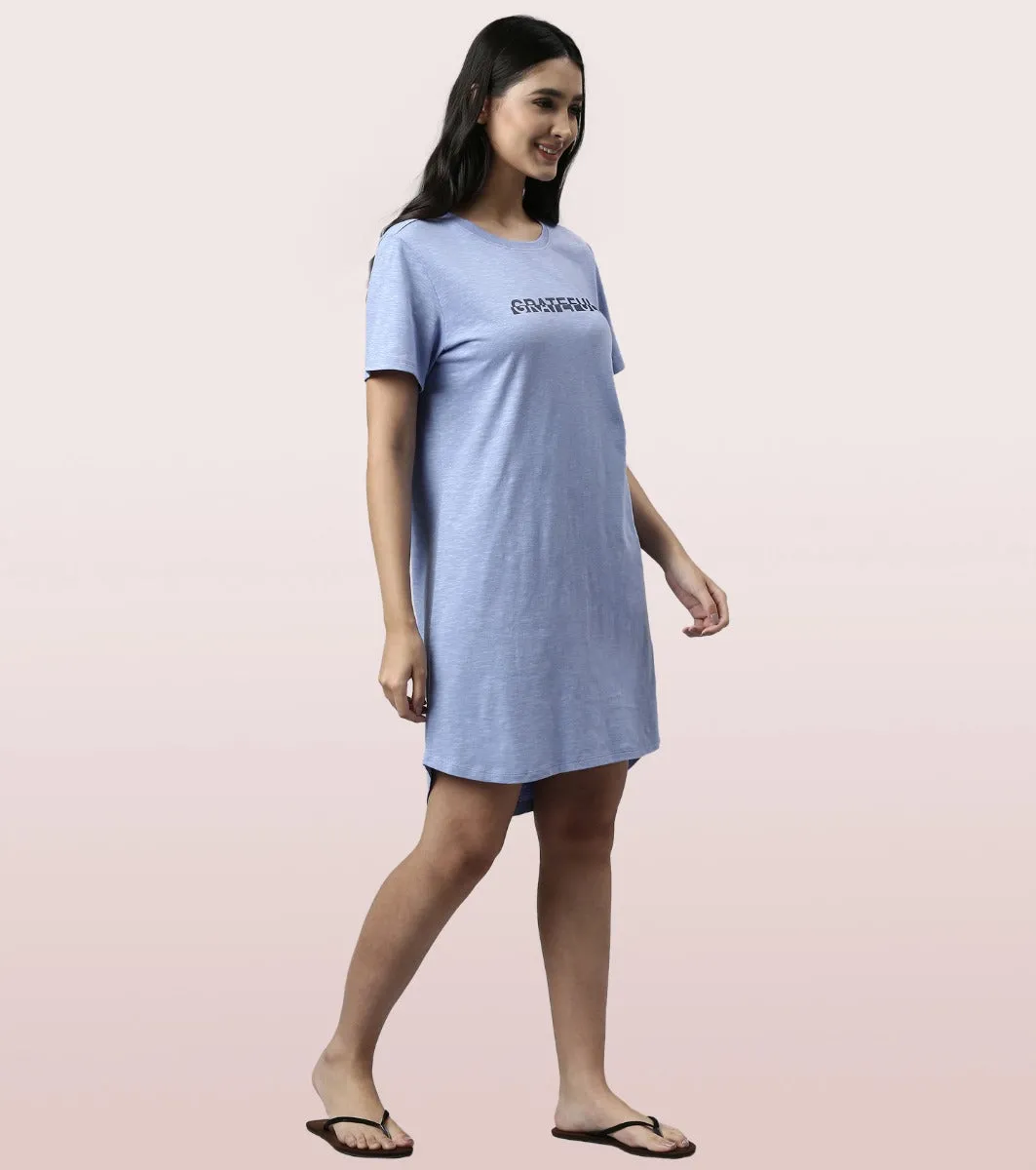 Basic Dress | Cotton Slounge Mini Dress With Chest Graphic