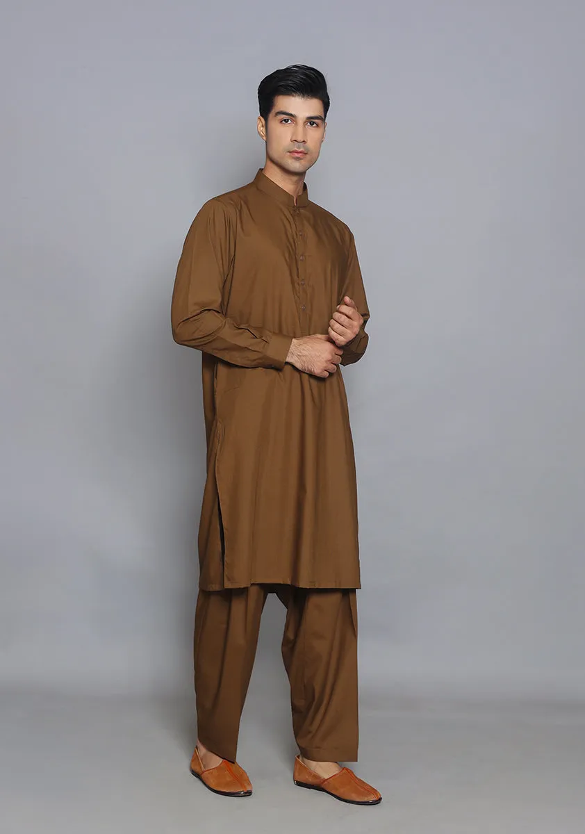 Basic Poly Viscose  Coffee Liqueur Classic Fit Suit