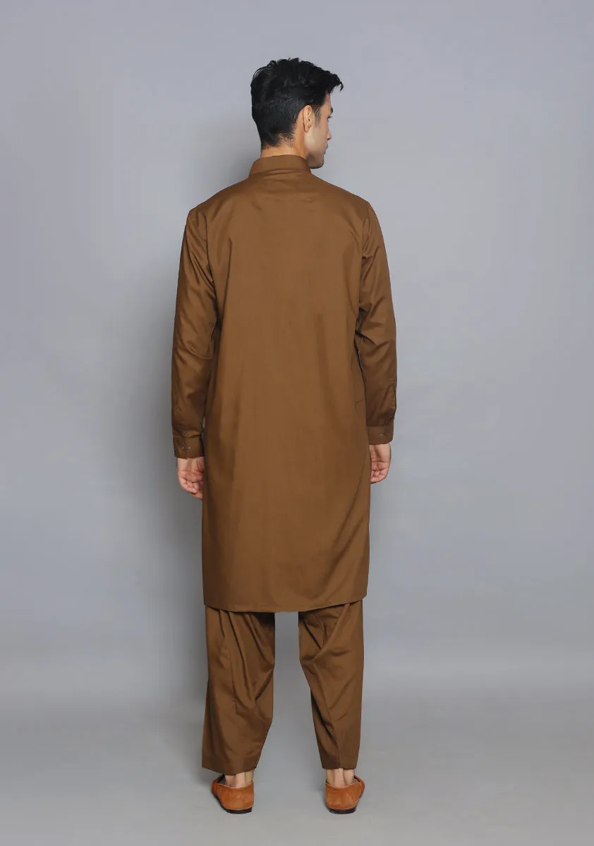 Basic Poly Viscose  Coffee Liqueur Classic Fit Suit