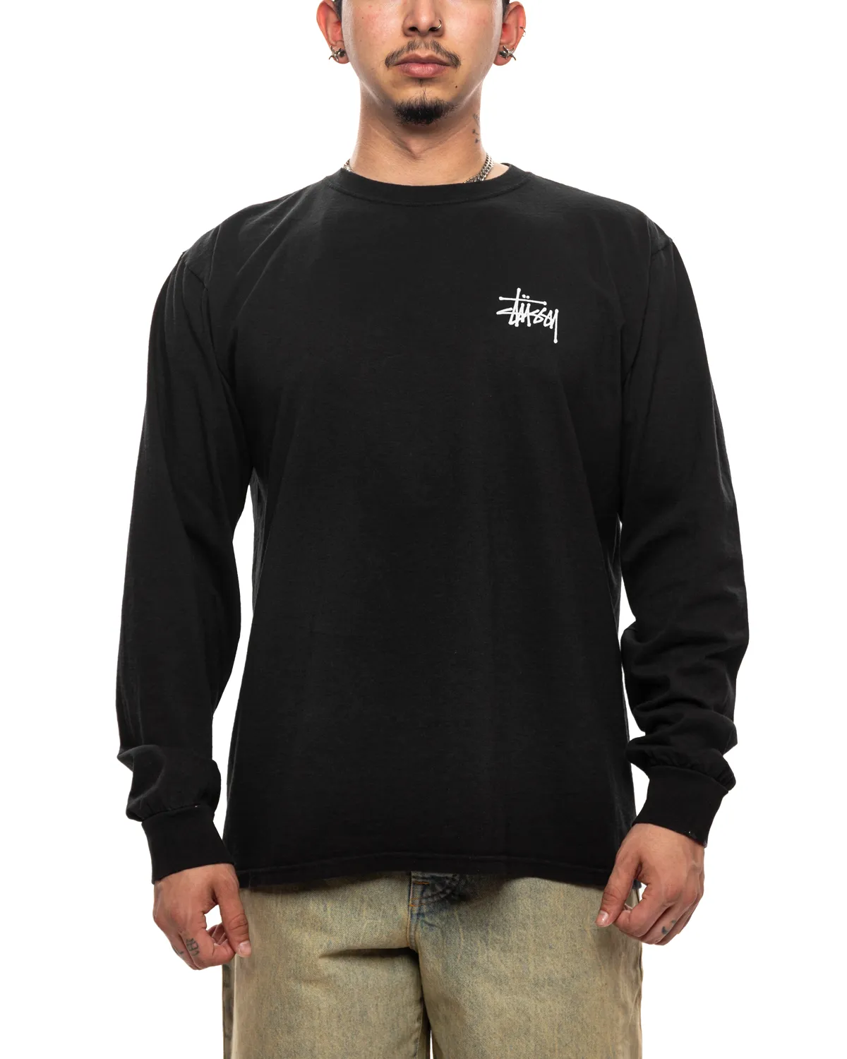 Basic Stussy Pigment Dyed LS Tee 'Black'