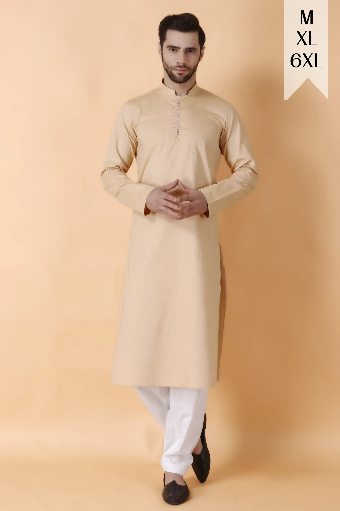 Beige Jam Cotton Kurta Pajama