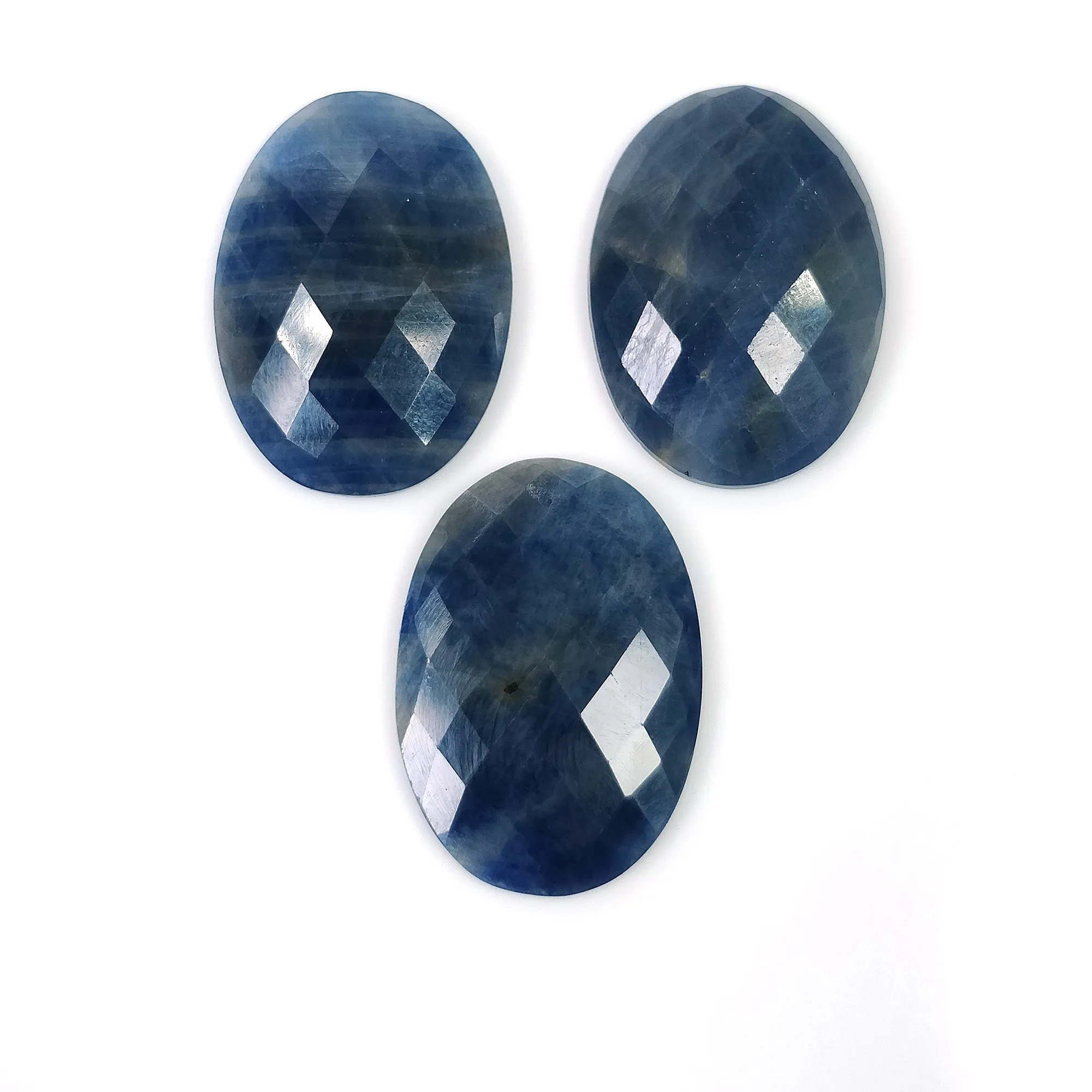 BLUE SAPPHIRE Gemstone Rose Cut : 69.10cts Natural Untreated Unheated Sapphire Oval Shape 19*16mm 3pcs (With Video)