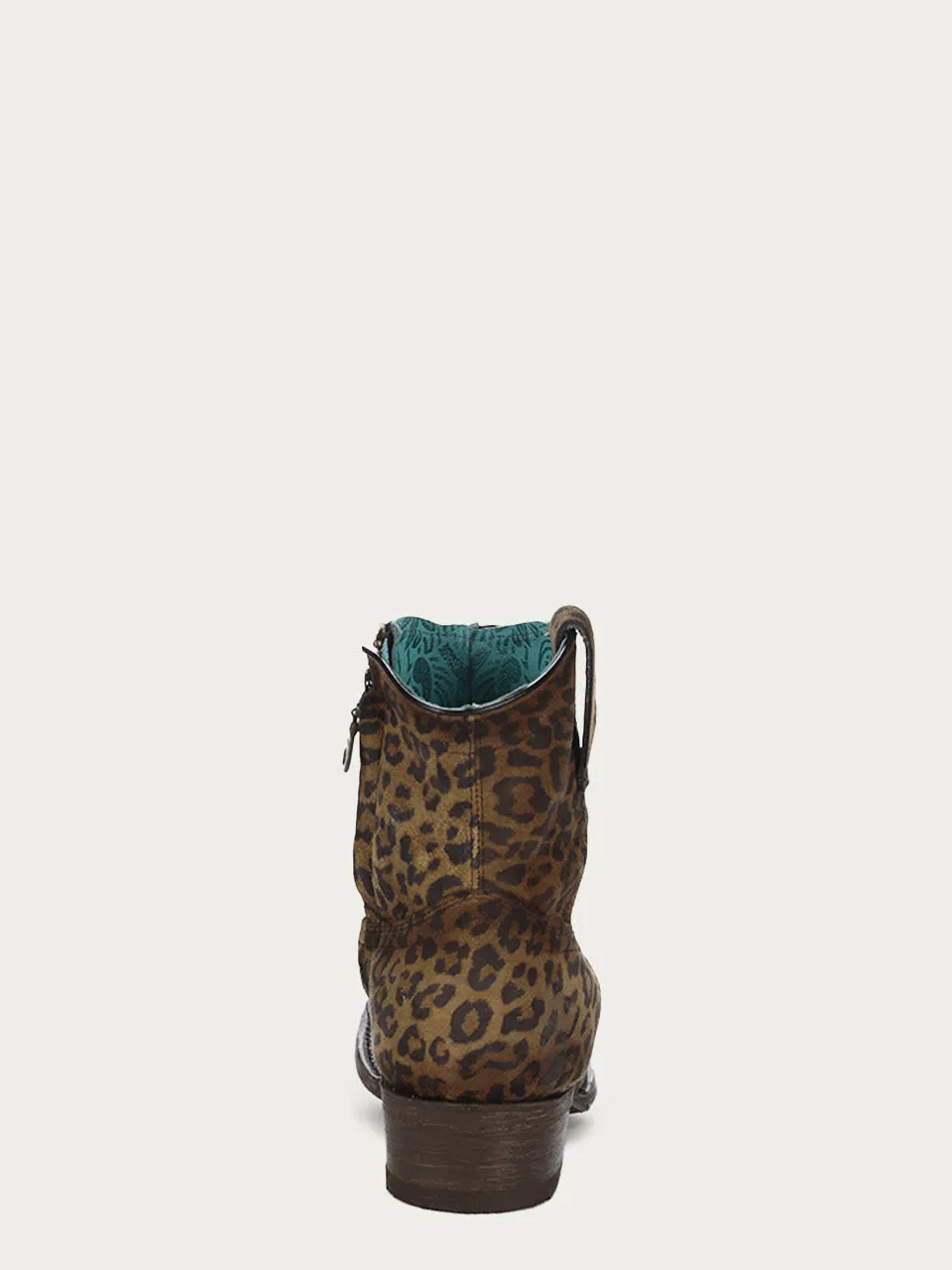 C3627 - WOMEN'S LEOPARD PRINT ROUND TOE ANKLE BOOT WITH ZIPPER