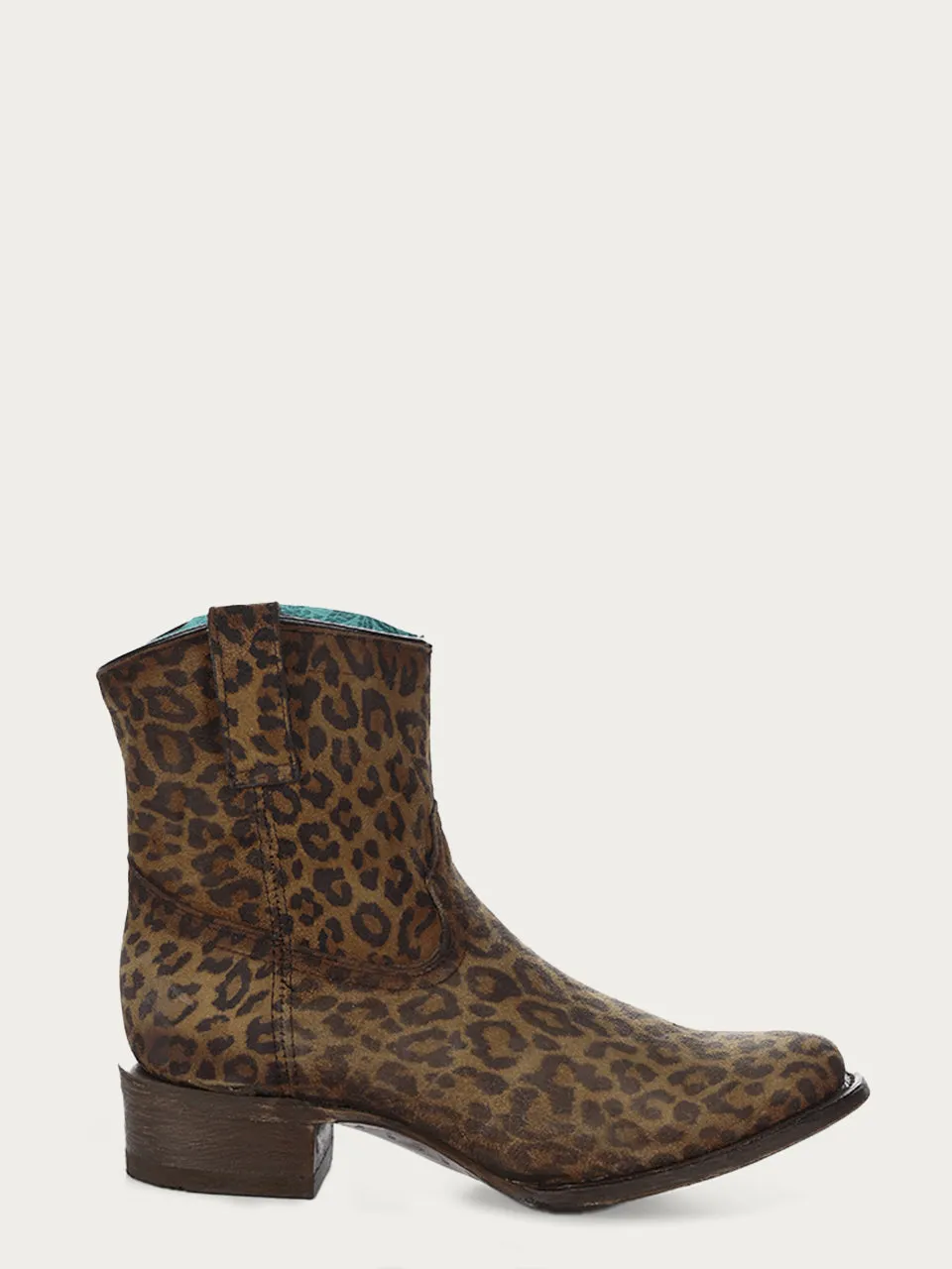 C3627 - WOMEN'S LEOPARD PRINT ROUND TOE ANKLE BOOT WITH ZIPPER