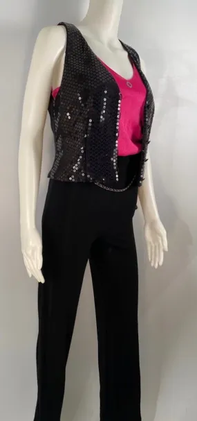 Chanel 03C 2003 Cruise Resort Silk Charmeuse Vest with black sequins FR 42