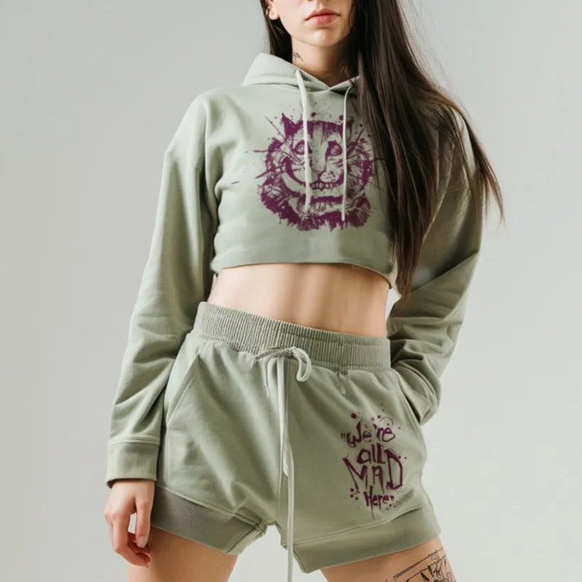 Cheshire Cat: We're All Mad Cropped Hoodie Outfit