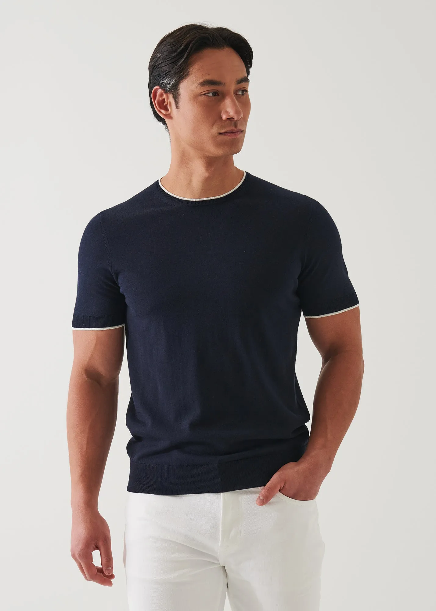 COTTON CUPRO SHORT SLEEVE CREWNECK