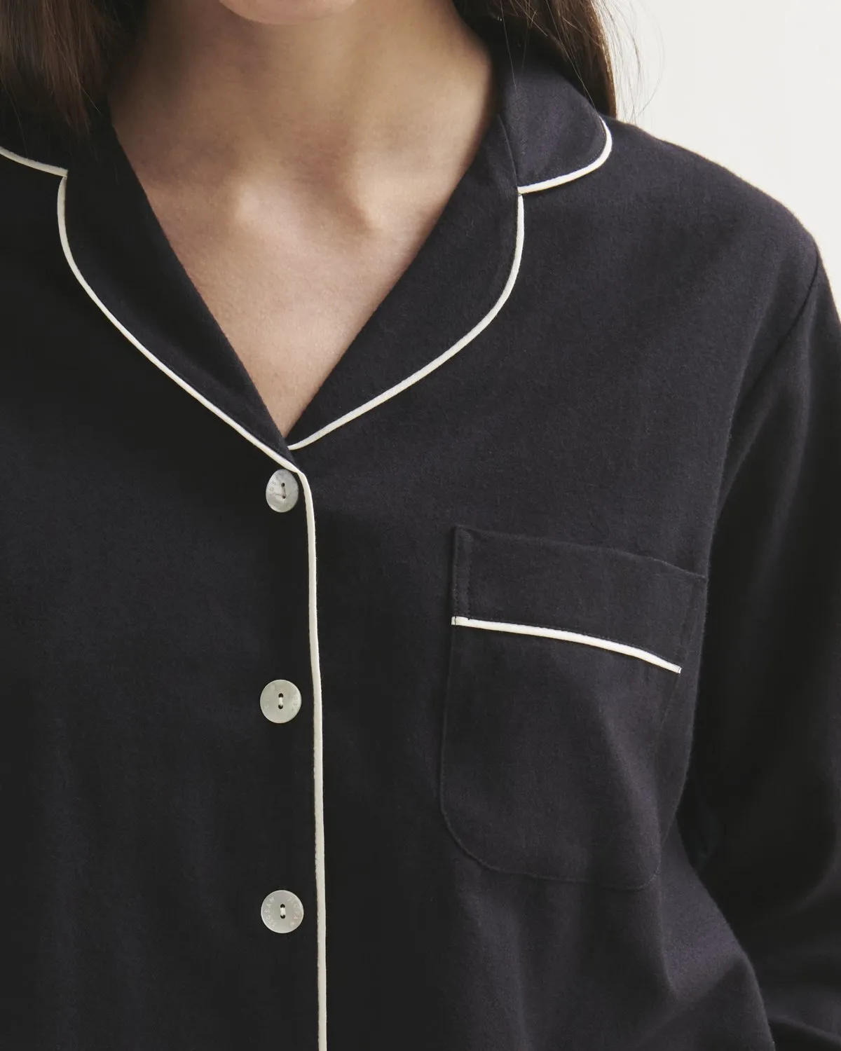 Cotton Herringbone Pyjama | Dark Navy