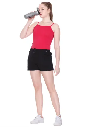 Cotton Shorts For Women Plain - Black