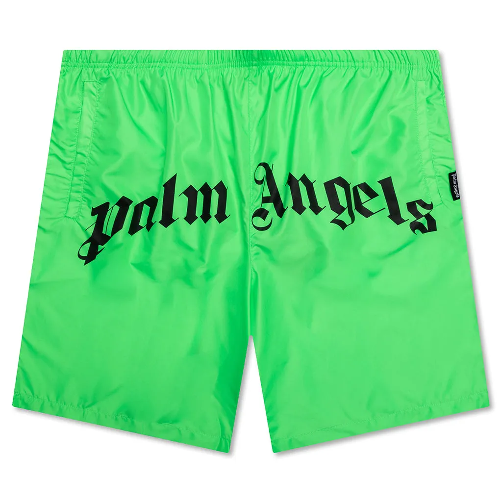 Curved Logo Bold Swim Short - Green/Fluo