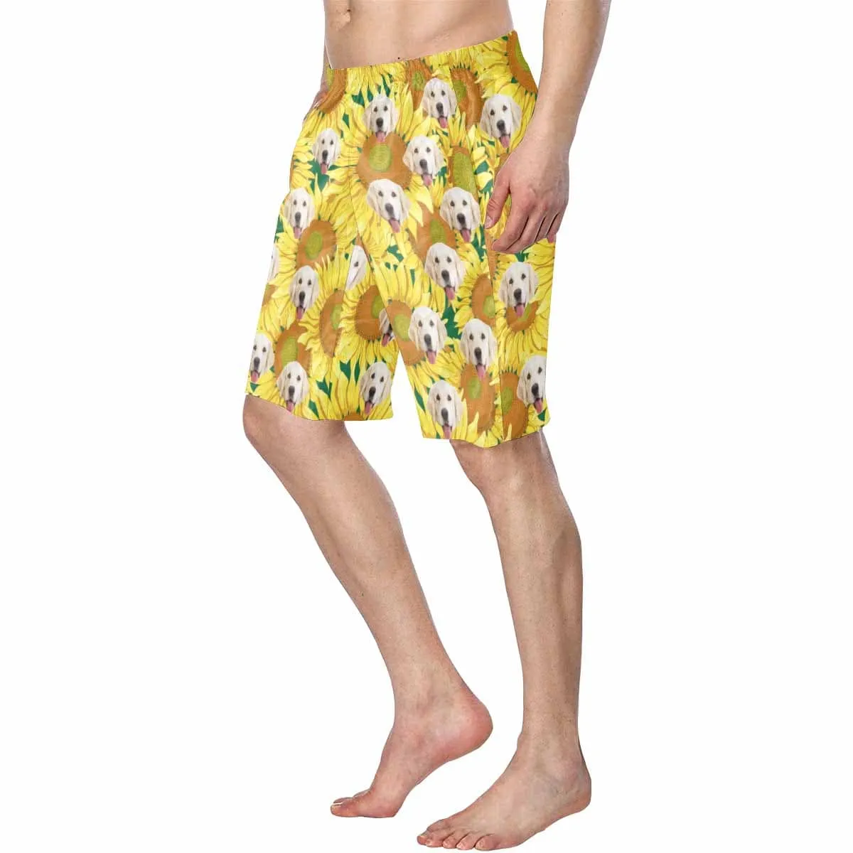 Custom Face Sunflower Men's Swim Trunk