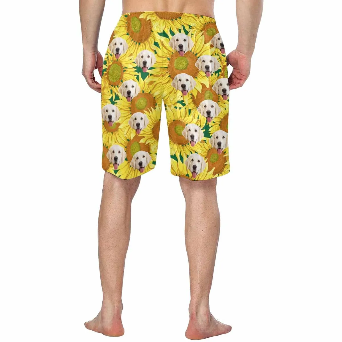 Custom Face Sunflower Men's Swim Trunk