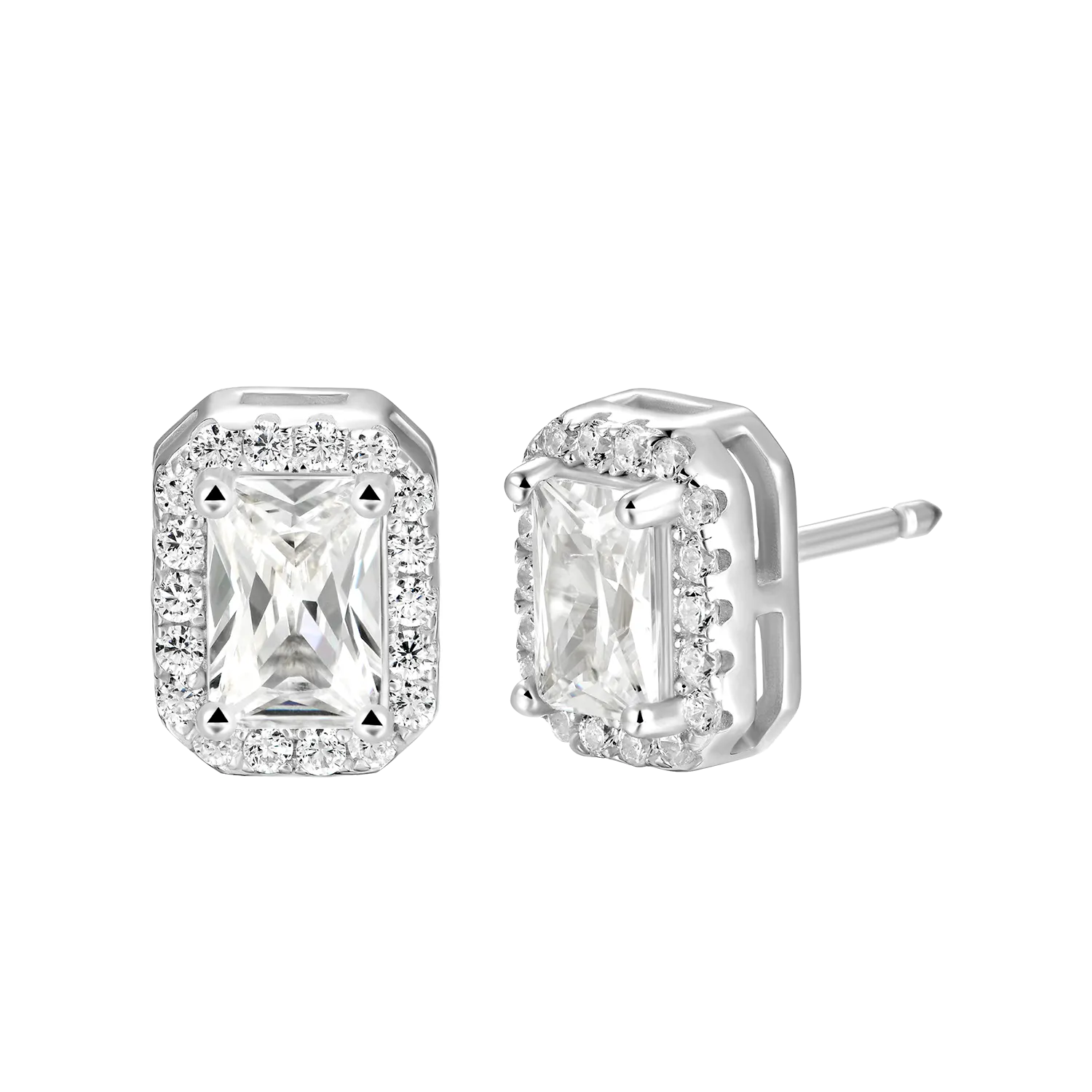 Custom Halo Moissanite Stud Earring