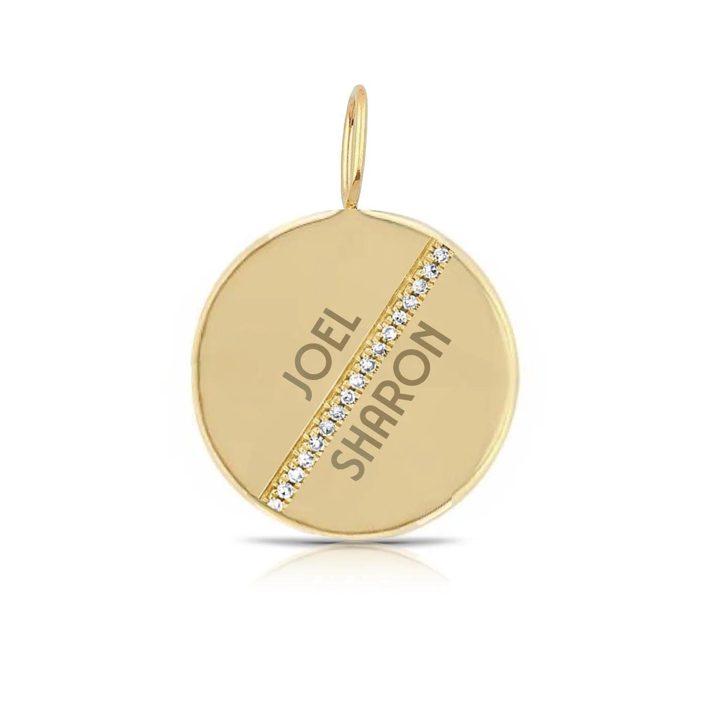 Custom Pave Diagonal Stripe Disc Charm