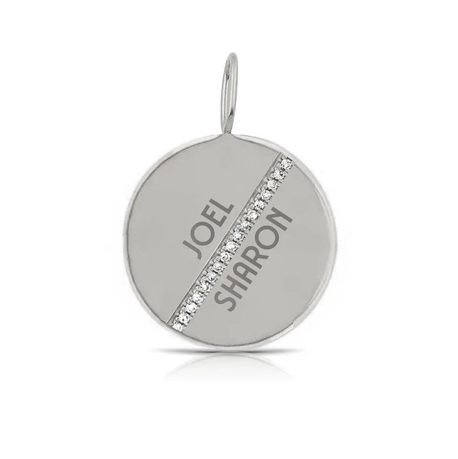 Custom Pave Diagonal Stripe Disc Charm