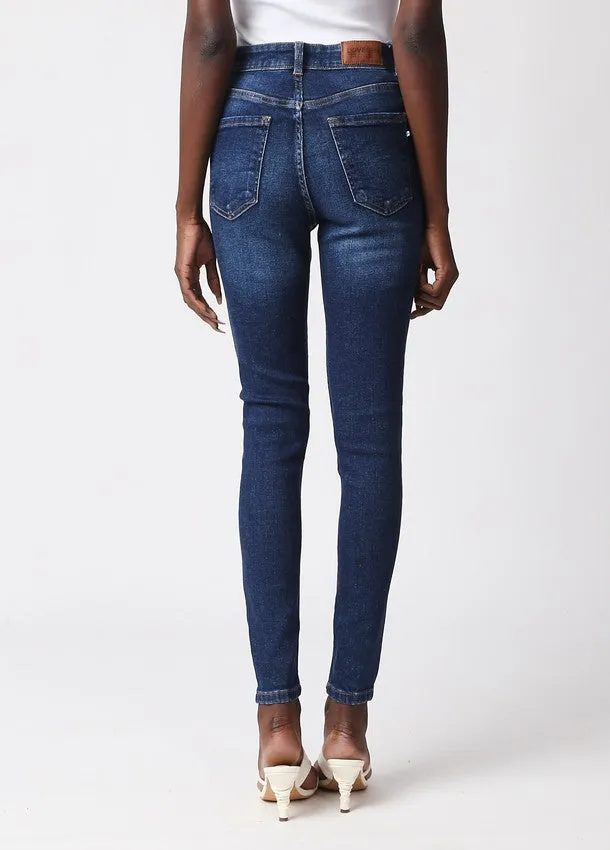 Dark Mid Blue Ibiza Highwaist Basic Skinny Fit Jeans