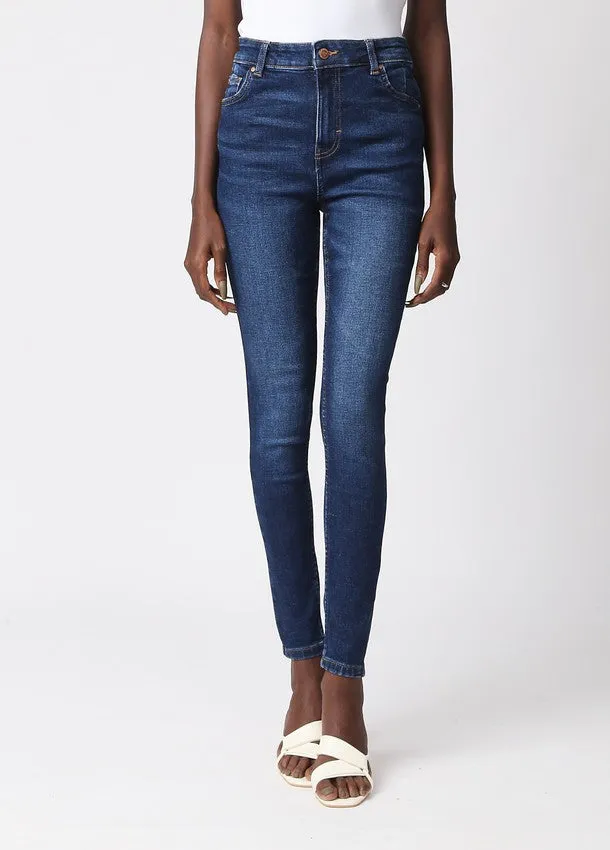 Dark Mid Blue Ibiza Highwaist Basic Skinny Fit Jeans