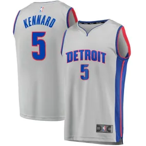 Detroit Pistons Luke Kennard Fanatics Branded Replica Fast Break Player Statement Jersey Kids - Grey | Ireland B2878J2