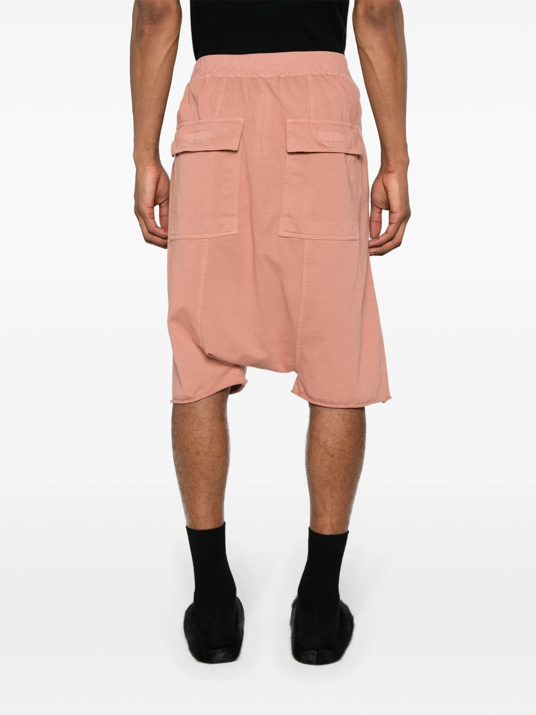 DROP-CROTCH COTTON TRACK SHORTS