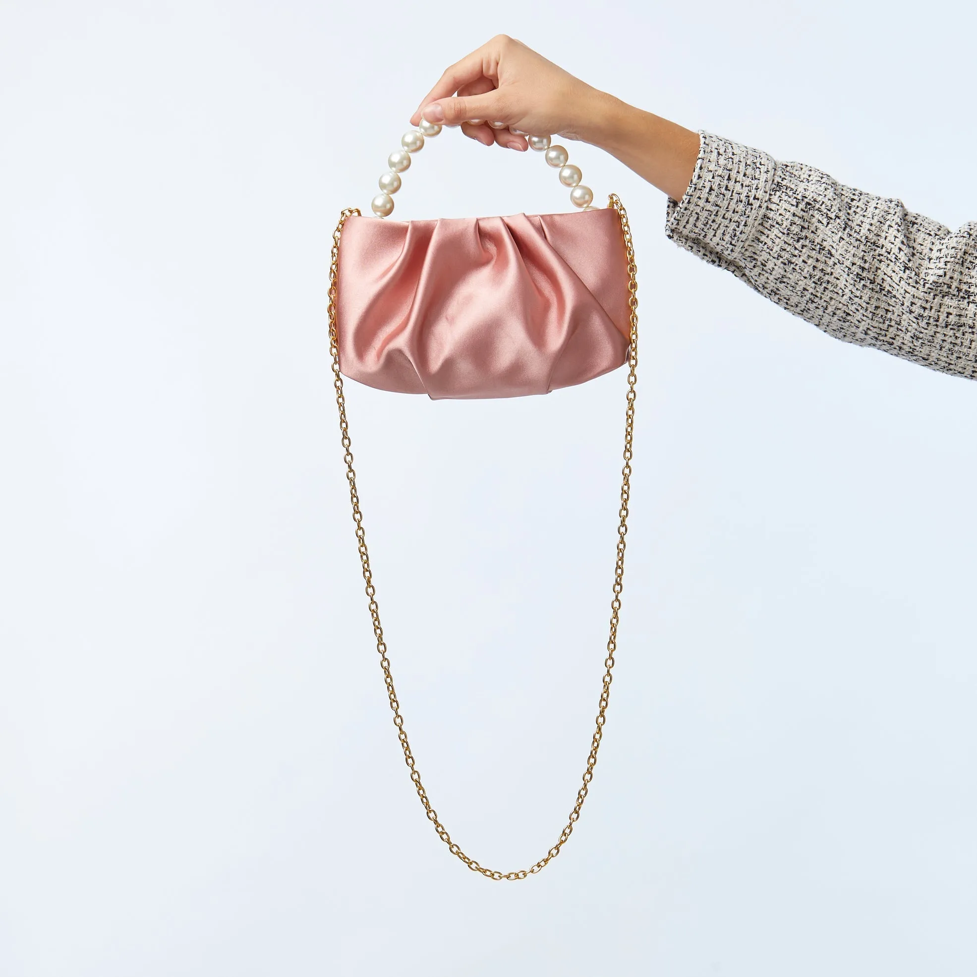 DUSTY ROSE MARLOWE SATIN EVENING POUCH