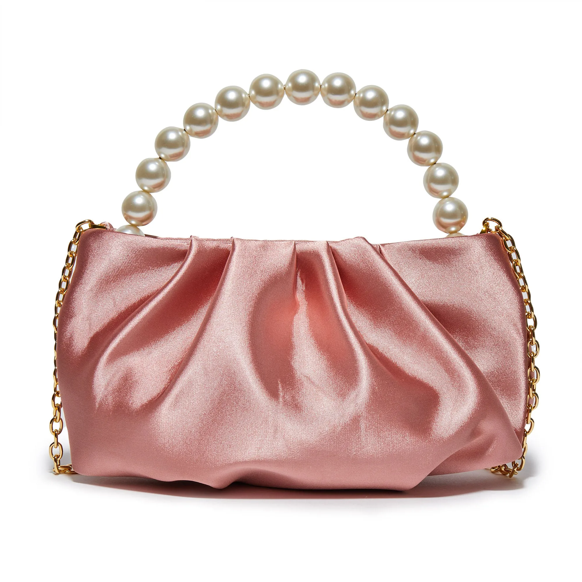 DUSTY ROSE MARLOWE SATIN EVENING POUCH