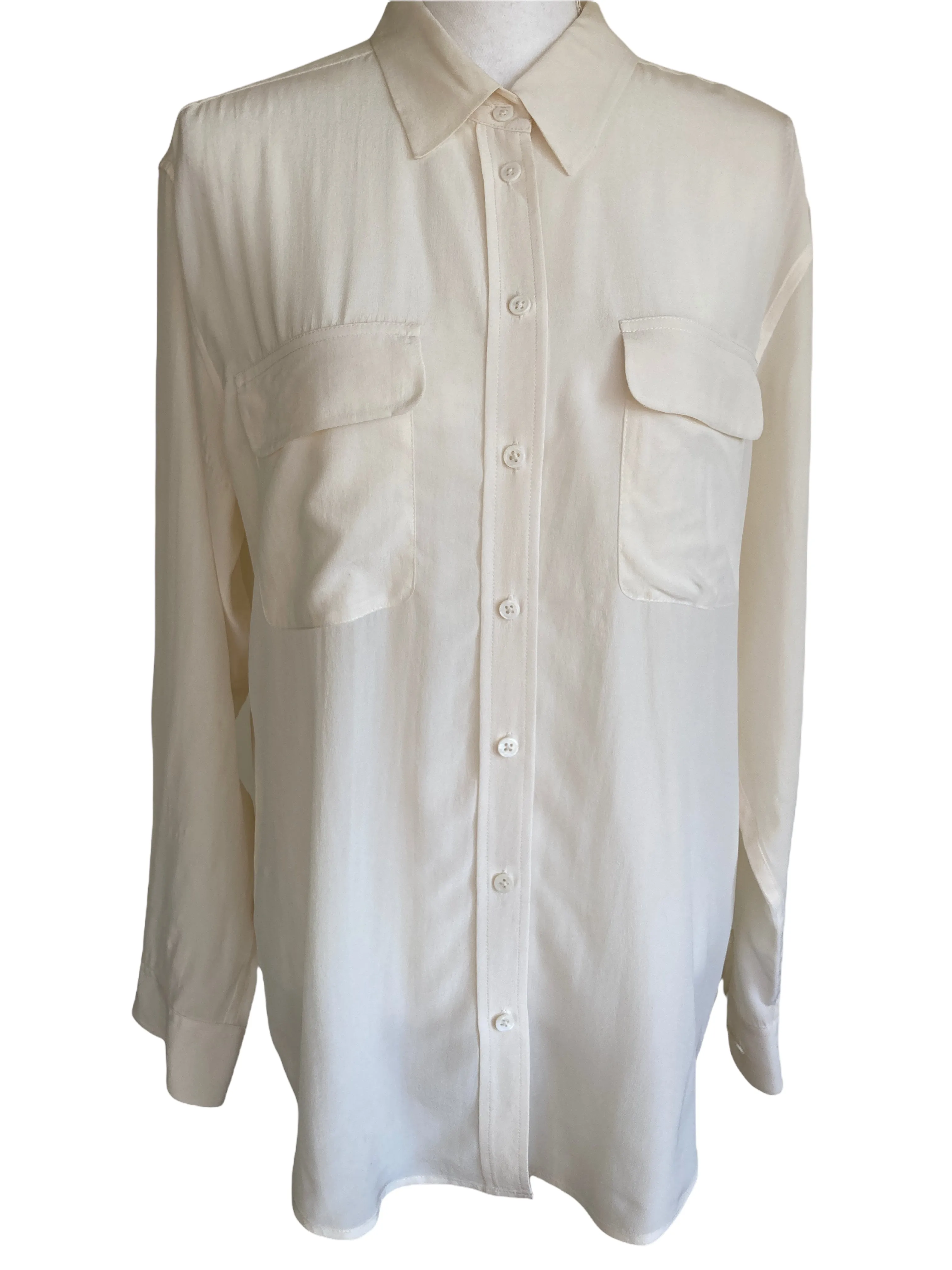 Equipment Ivory Silk Shirt, M