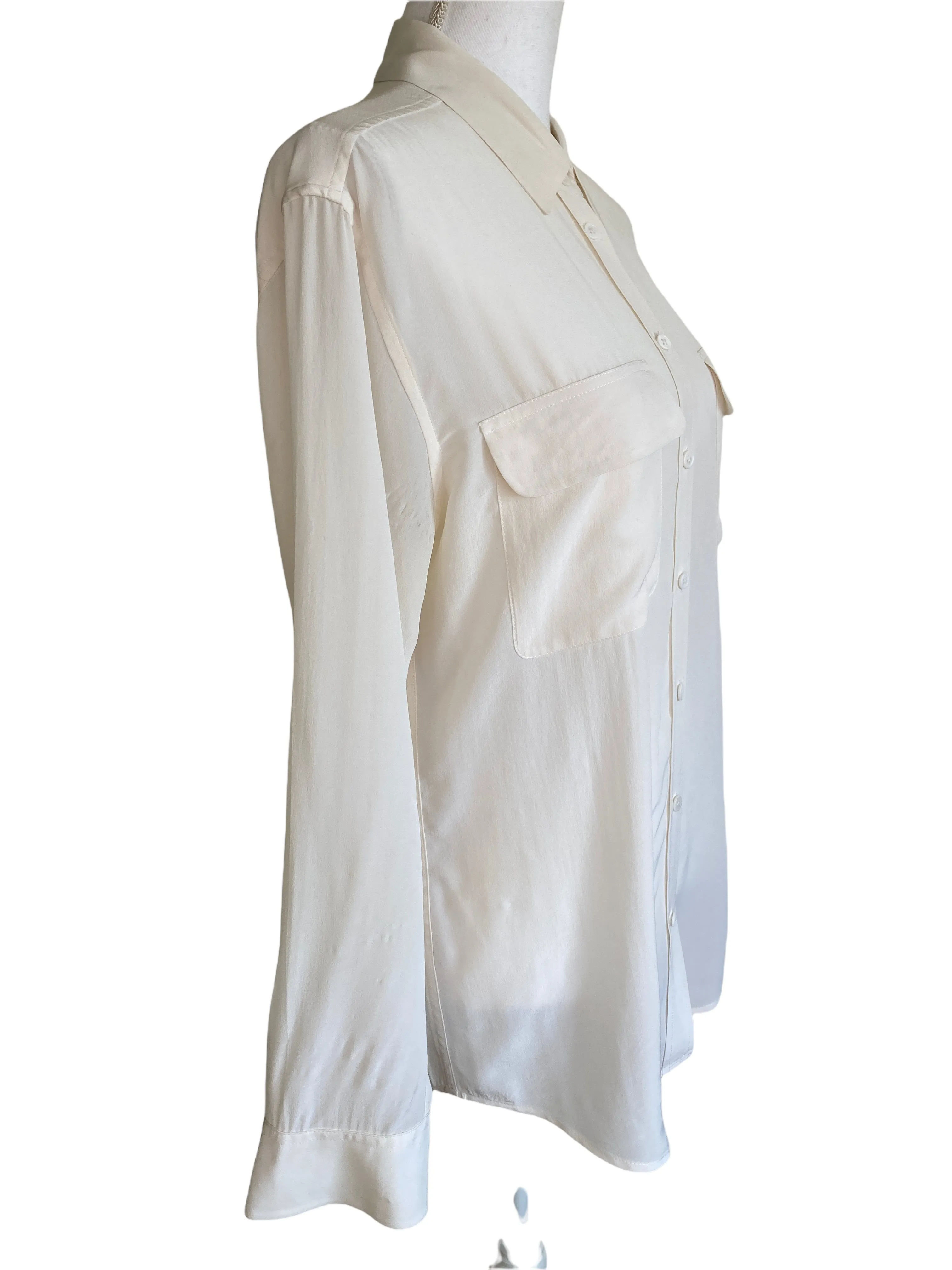 Equipment Ivory Silk Shirt, M