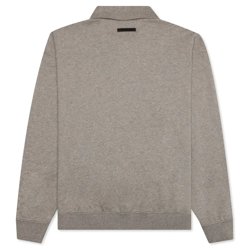 Essentials L/S Polo - Dark Heather Oatmeal