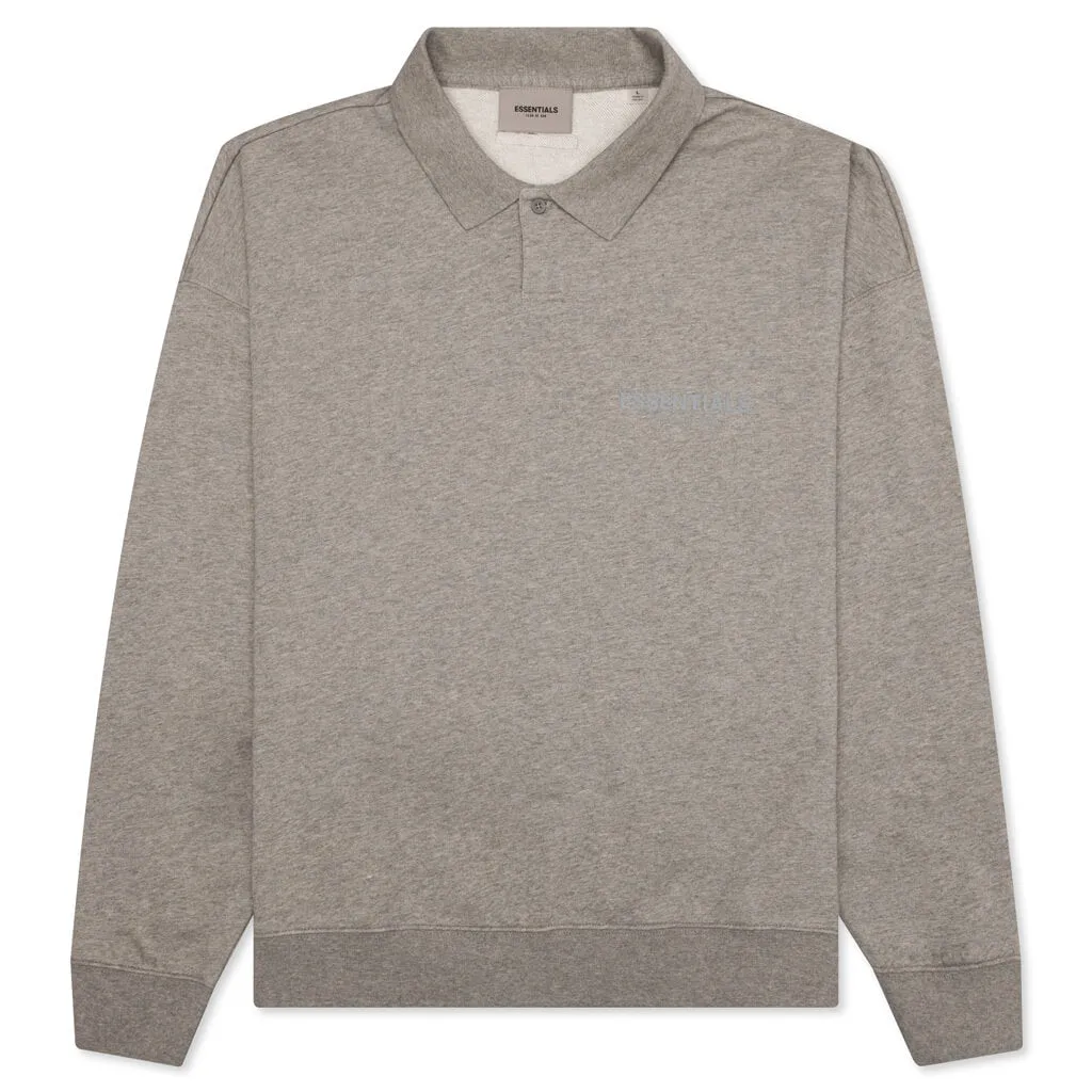 Essentials L/S Polo - Dark Heather Oatmeal