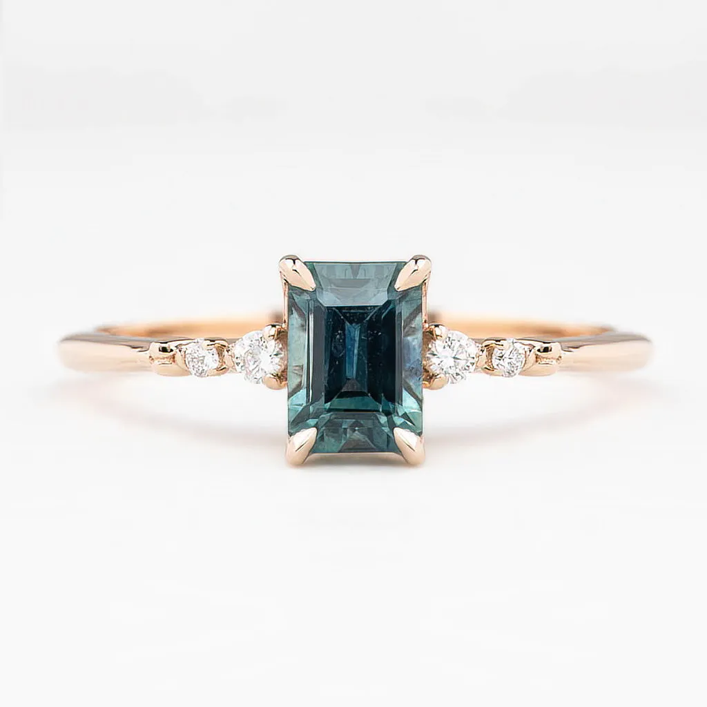 Estel Luxe Ring 0.8ct Blue Montana Sapphire, 14K Rose Gold (One of a kind)