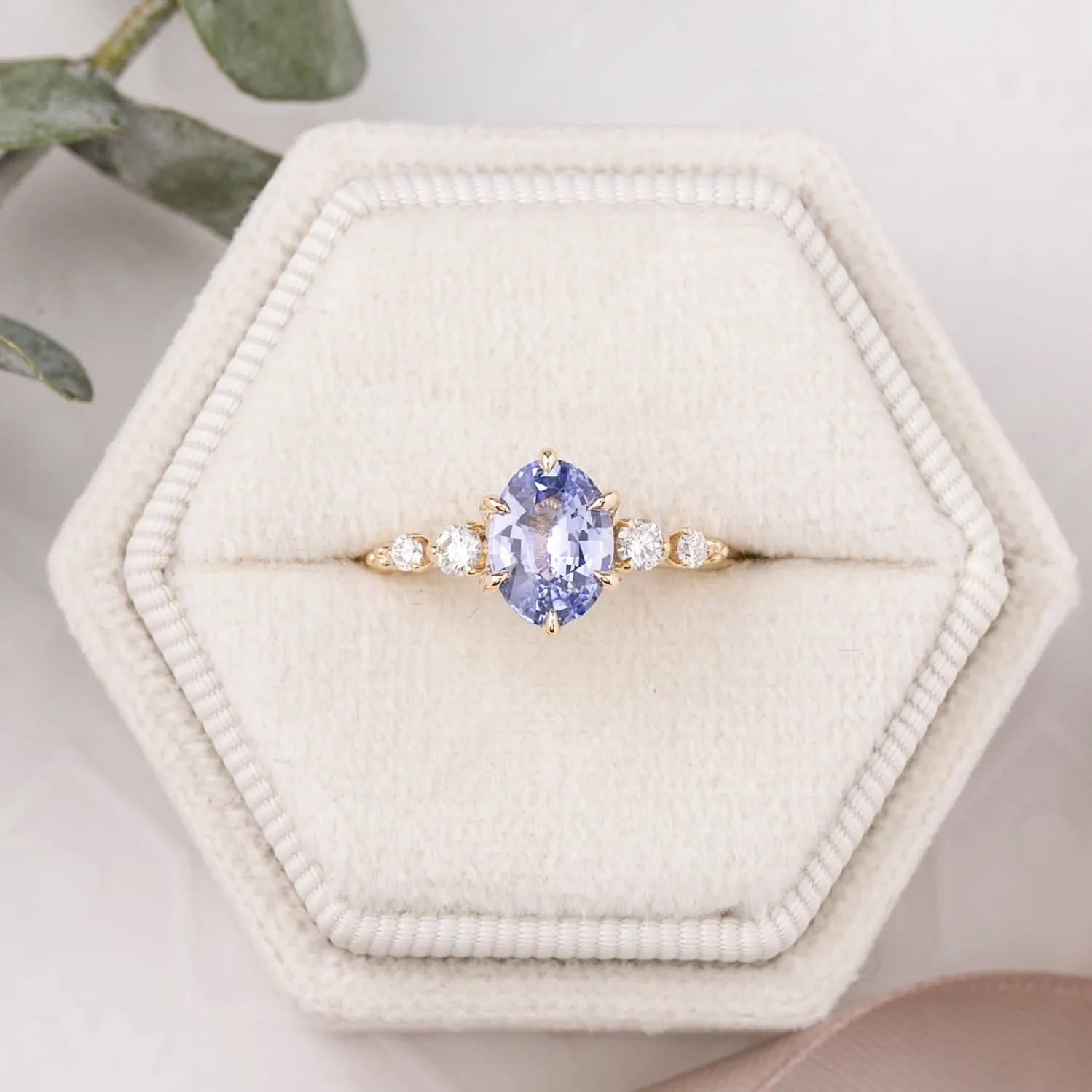 Estel Luxe Ring 1.29ct Blue Srilanka Sapphire, 14k Yellow Gold (One of a kind)